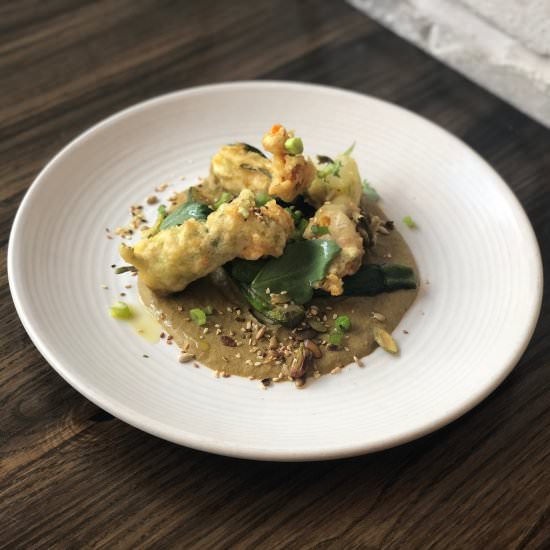 Cheese Stuffed Squash Blossoms - Recipe photo by EatTheReal
