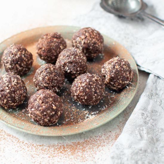 Nut Free Bliss Balls with Chocolate - Recipe photo by MySugarFreeKitchen