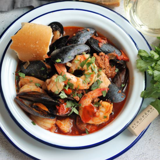 Tex-Mex Chorizo Seafood Cioppino - Recipe photo by fleurdelectable