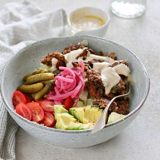 Veggie Burger Bowl - Recipe photo by heynutritionlady