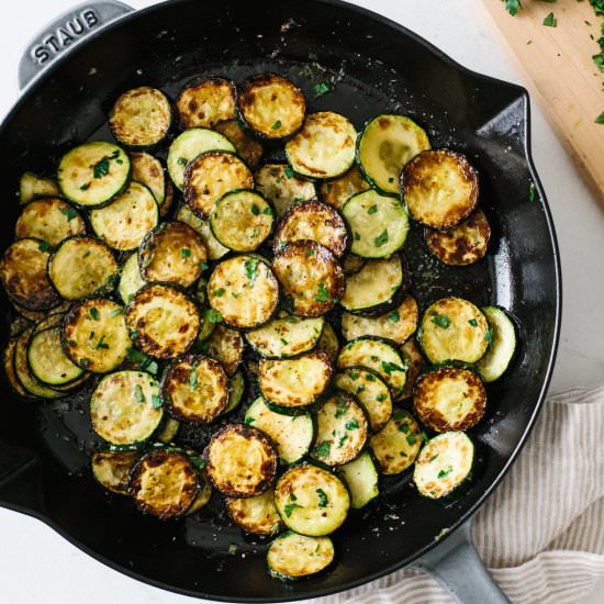 Parmesan Truffle Sautéed Zucchini - Recipe photo by Downshiftology