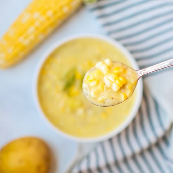 Lemony Sweet Corn Chowder - Recipe photo by healthymidwesterngirl