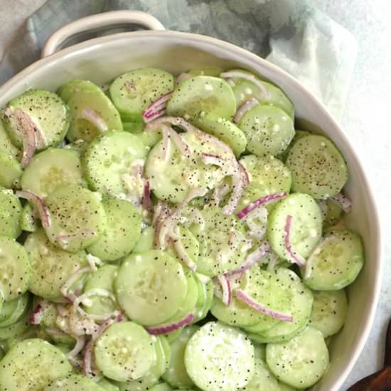 Best Creamy Cucumber Salad - Recipe photo by suebeehomemaker