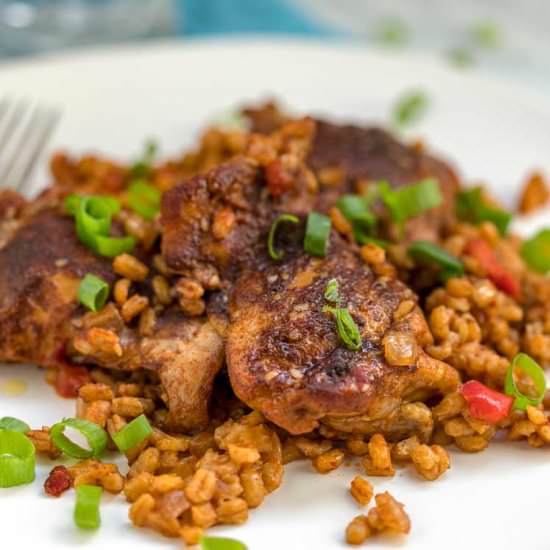 Smothered Chicken and Barley - Recipe photo by keviniscooking