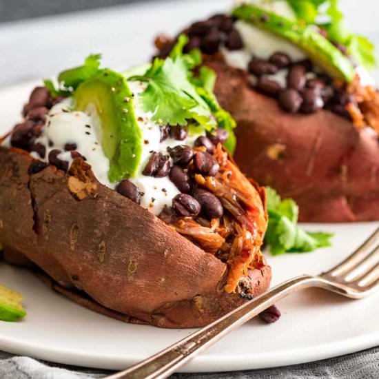 Pulled Pork Stuffed Sweet Potatoes - Recipe photo by keviniscooking