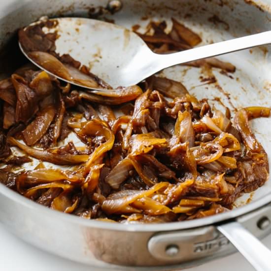 Easy Caramelized Onions - Recipe photo by Downshiftology