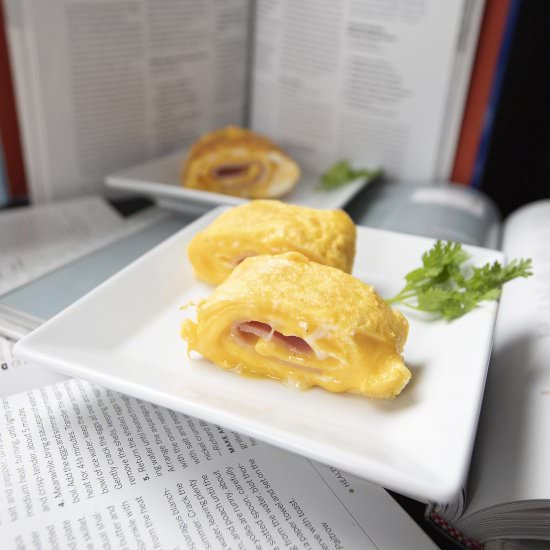 Ham and cheese tamagoyaki - Recipe photo by foodmakesmehappy