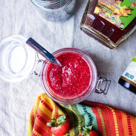 No-Cook Strawberry Chia Seed Jam - Recipe photo by upbeetkitchen