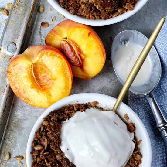 Single Serve Spiced Peach Crisp - Recipe photo by Donut Worry Be Healthy