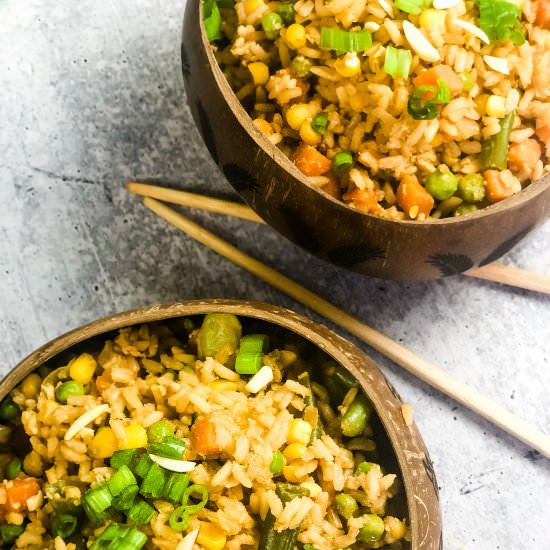 Easy Vegan Fried Rice (Oil-Free) - Recipe photo by Veggie Fun Kitchen