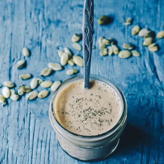 Pumpkin Seed Vegan Ranch Dressing - Recipe photo by moon and spoon and yum.