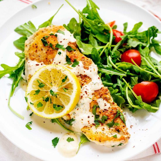 Keto Lemon Chicken - Recipe photo by KickingCarbs
