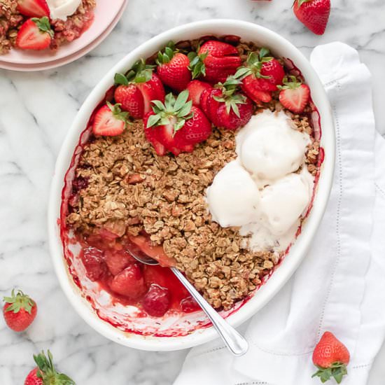 Strawberry Rhubarb Crisp | Vegan+GF - Recipe photo by The Plant Riot