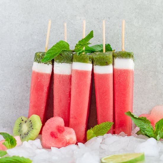 Watermelon Popsicles w/ Mint + Coco - Recipe photo by The Plant Riot