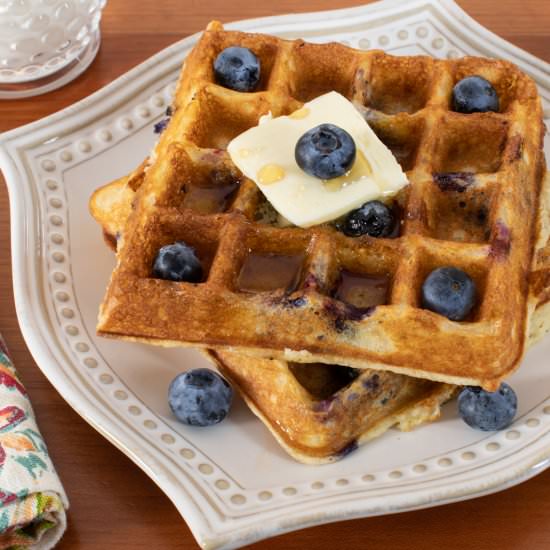 Blueberry Waffles - Recipe photo by For the Love of Cooking