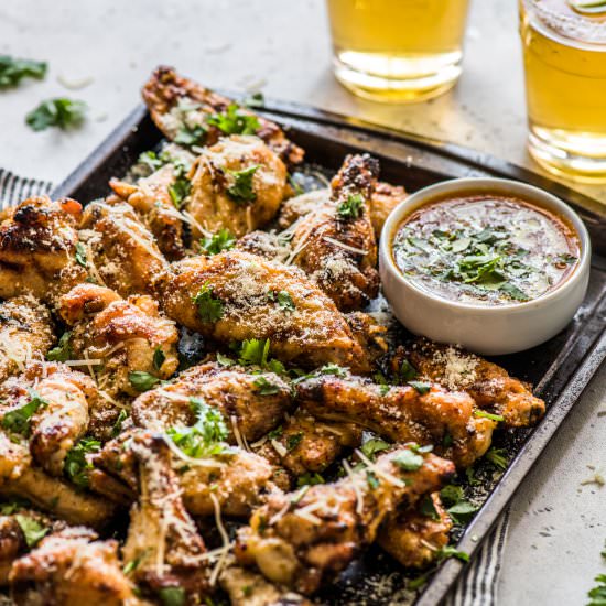 Grilled Garlic Parmesan Wings - Recipe photo by isabeleats