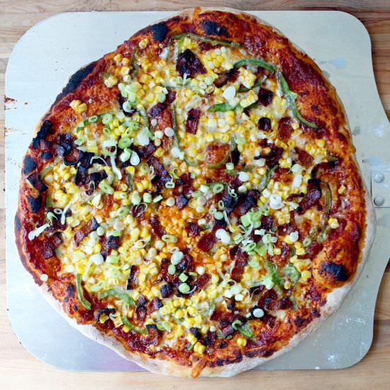 BBQ Bacon Pizza with Corn - Recipe photo by ThursdayNightPizza