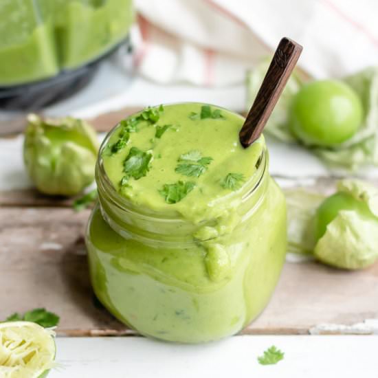 Salsa Verde w/ Tangy Tomatillos - Recipe photo by The Plant Riot