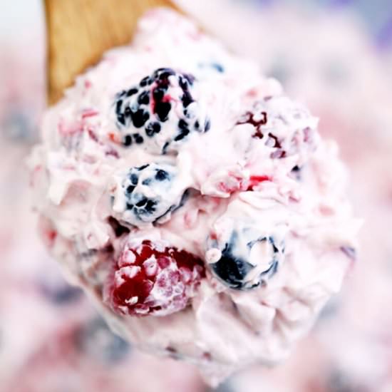 Berry Cheesecake Salad - Recipe photo by peasandpeonies