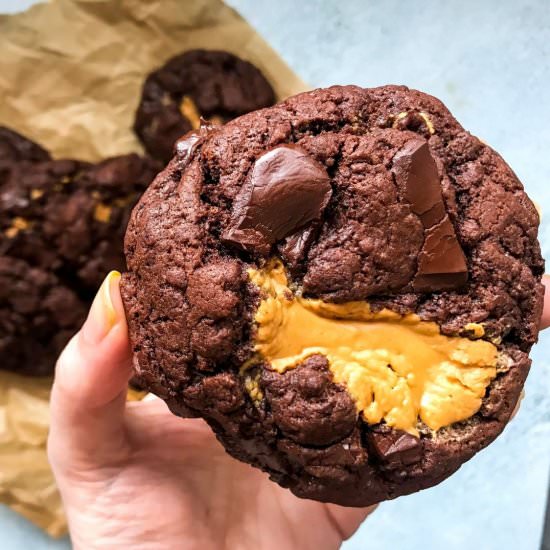 Vegan Choc Peanut Butter Cookies - Recipe photo by veganwafflehands