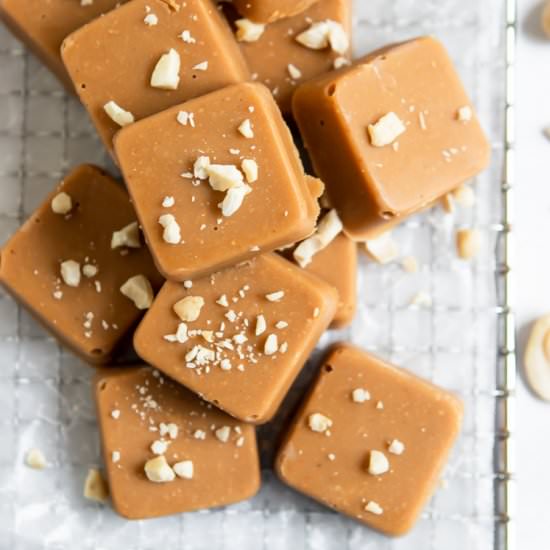 Maple Cashew Freezer Fudge - Recipe photo by lemons and zest