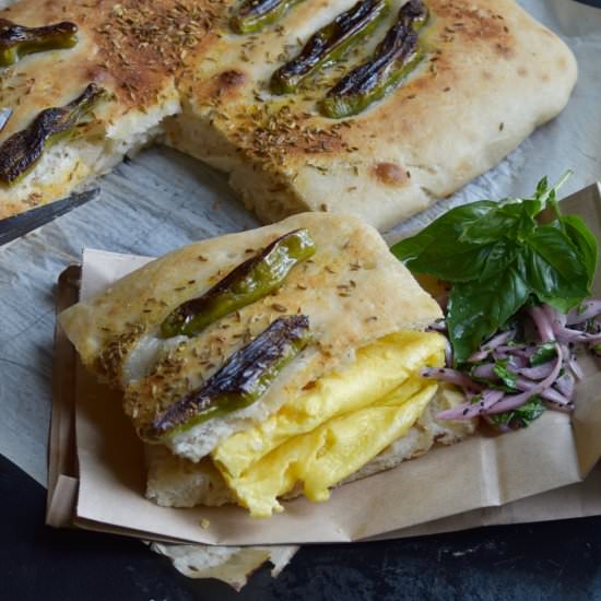 Shishito and fennel seed focaccia - Recipe photo by Shamshiri cAfe