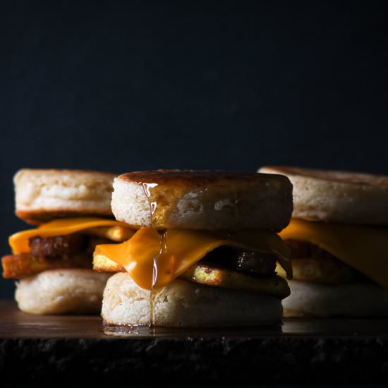 Vegan Pancake Breakfast Sandwich - Recipe photo by Liv Vegan Strong