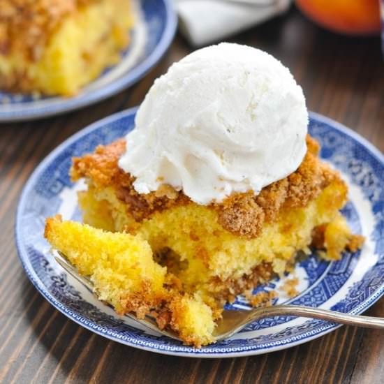 Cinnamon Streusel Peach Cake - Recipe photo by The Seasoned Mom