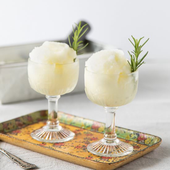 Lemon Rosemary Sorbet - Recipe photo by sidewalkshoes