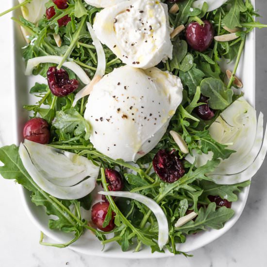arugula salad w burrata and fennel - Recipe photo by withspice