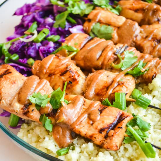 Grilled Kebabs w/ Nutty Thai Sauce - Recipe photo by theradiantchef