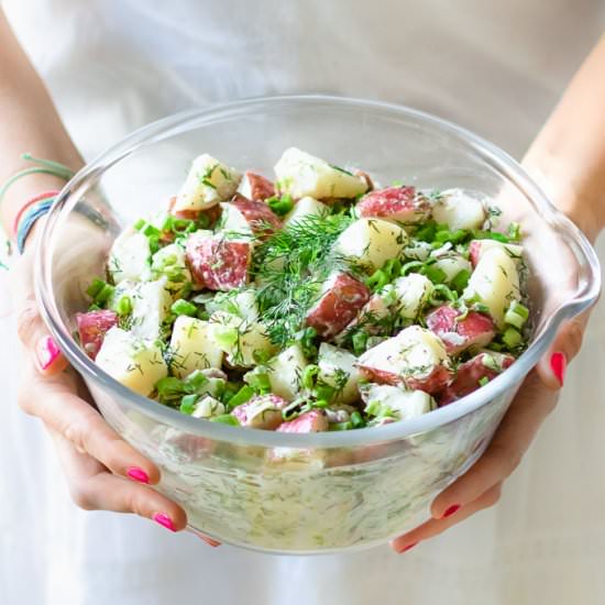 Easy + Creamy Potato Salad | Vegan - Recipe photo by The Plant Riot