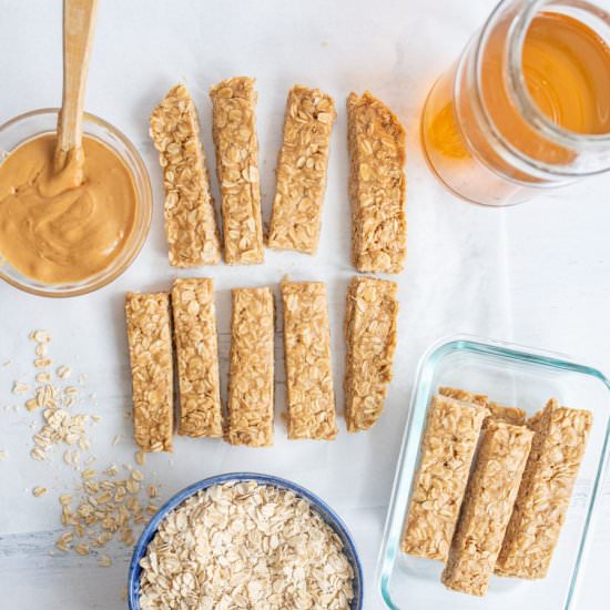 Peanut Butter Honey Granola Bars - Recipe photo by Blessthismess