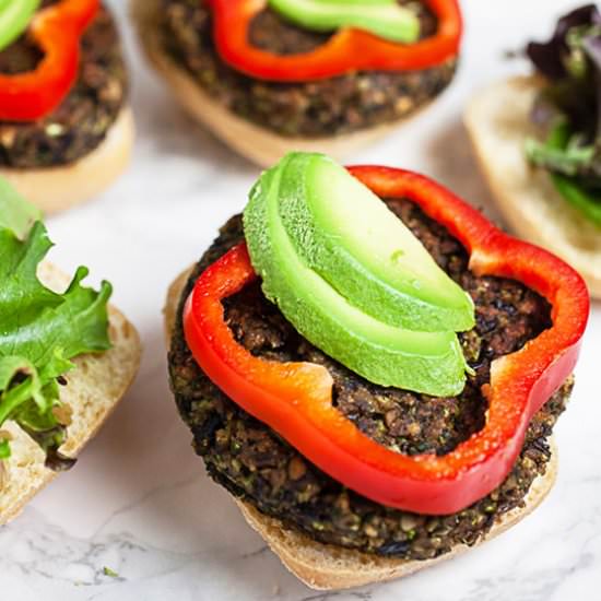 Black Bean and Mushroom Burgers - Recipe photo by therusticfoodie