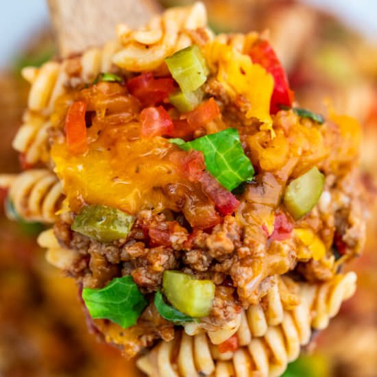 Loaded Cheeseburger Casserole - Recipe photo by peasandpeonies