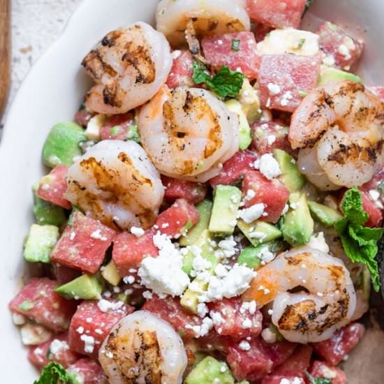 Shrimp Avocado Watermelon Salad - Recipe photo by foodfaithfitness