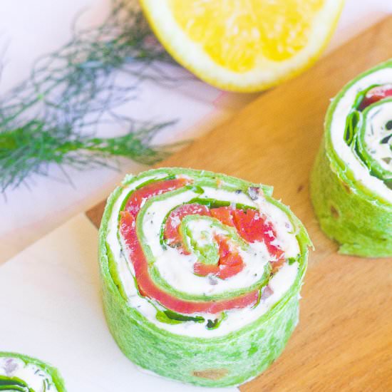 Easy Smoked Salmon Roll Ups - Recipe photo by kathrynskitchenblog