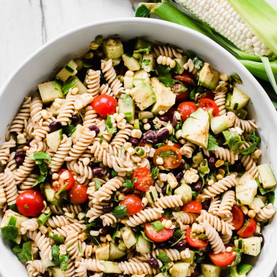 20 Minute Mexican Pasta Salad - Recipe photo by glowinglywell