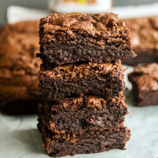 Nutella Swirl Brownies - Recipe photo by The Desserted Girl