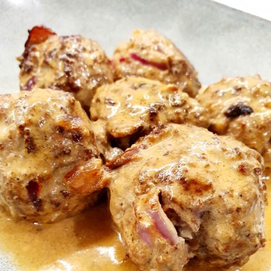 Keto Meatballs and Gravy - Recipe photo by Naughty and Nice Kitchen