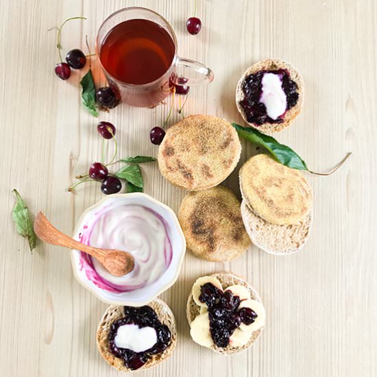 Easy Sourdough English Muffins - Recipe photo by The Tiny Vegan Life