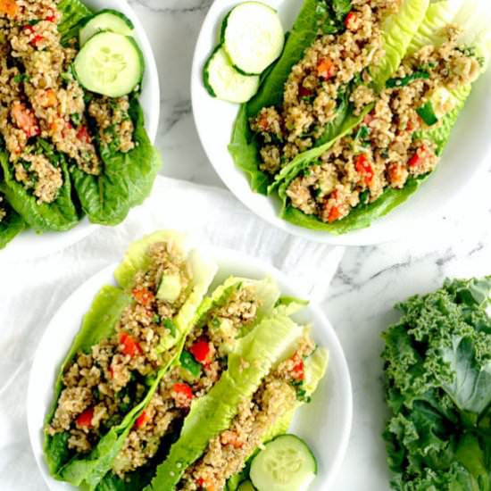 Quinoa Salad + Lettuce Wraps - Recipe photo by oliverealfood