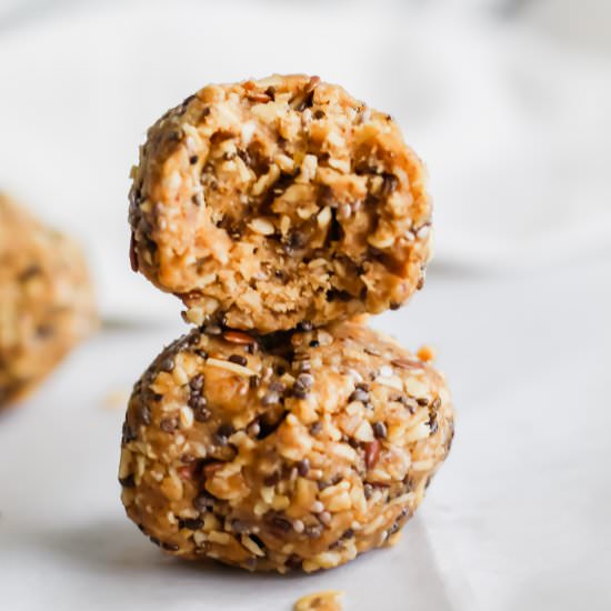 Peanut Butter Protein Energy Bites - Recipe photo by ourbalancedbowl