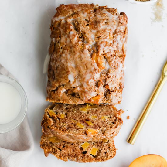 Cinnamon Peach Bread - Recipe photo by ourbalancedbowl
