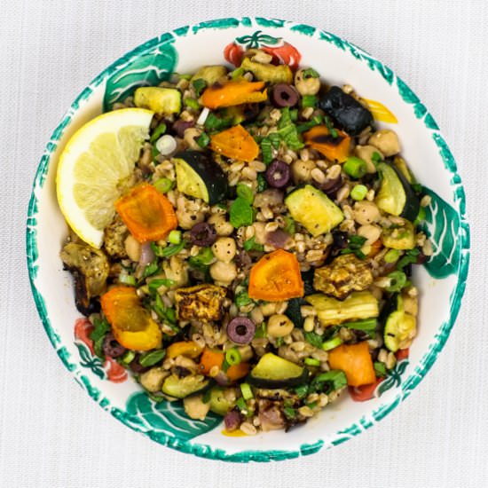 Roast Vegetable Salad with Farro - Recipe photo by healthymidwesterngirl