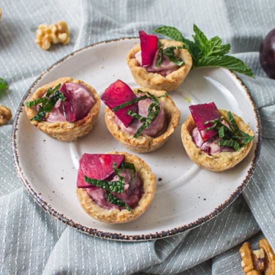 Savory Plum and Goat Cheese Tarts - Recipe photo by twistsandzests