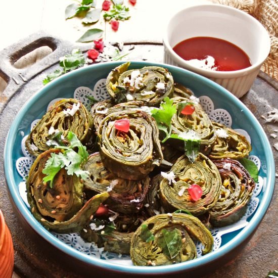 Colocasia Leaf Fritters - Recipe photo by anshusfoododyssey