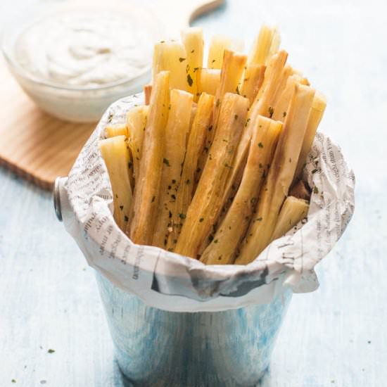 yucca fries with lime yoghurt dip - Recipe photo by thatgirlcookshealthy