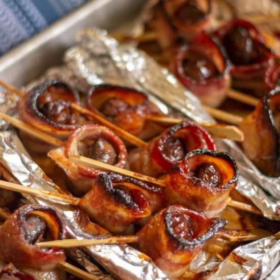 Baked Bacon Wrapped Mushrooms - Recipe photo by savorandsavvy.com
