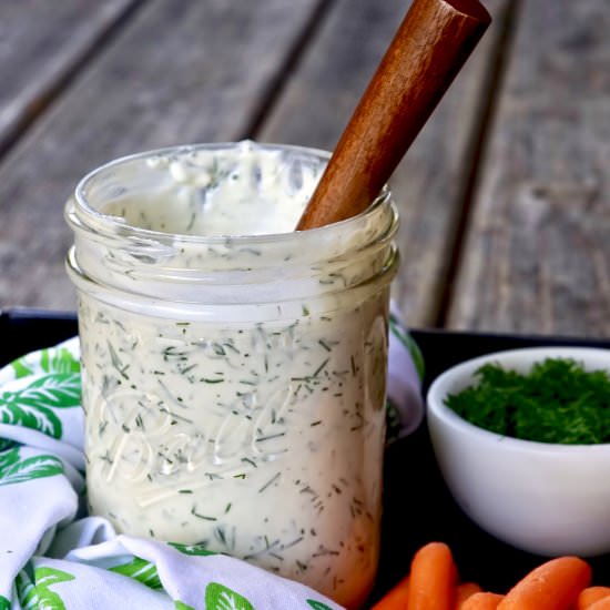 Creamy Garlic-Dill Salad Dressing - Recipe photo by simmerandsauce